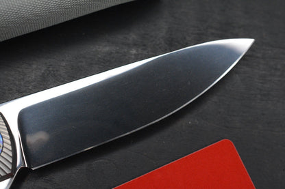 NEW Holt Outlaw Prestige Feather Texture /Near Mirror 4” M390/ Timascus Collars