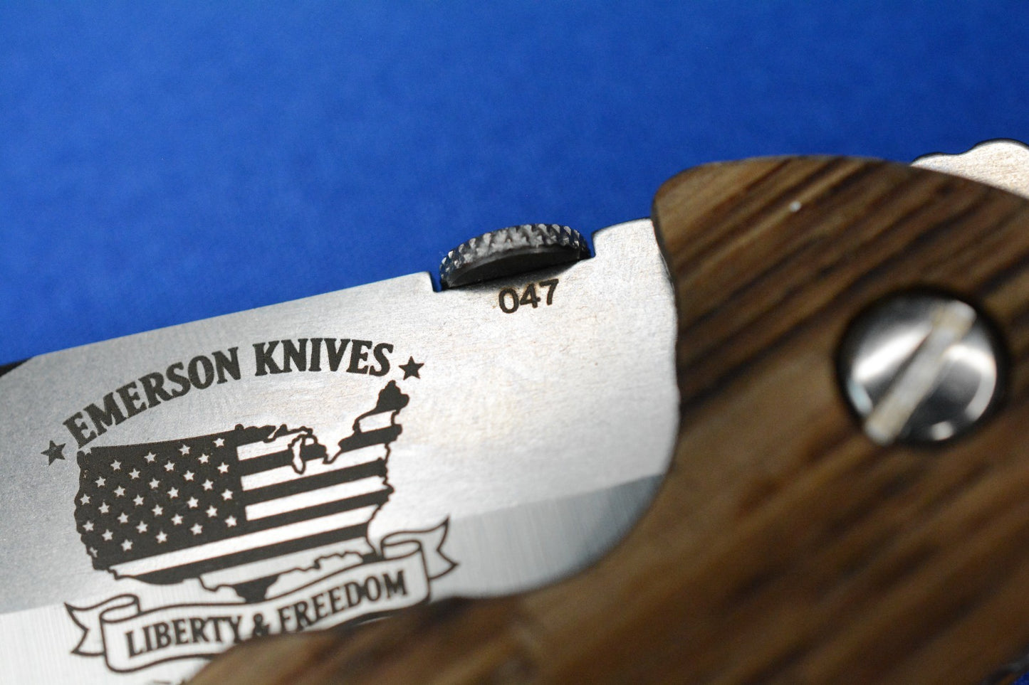 RARE Emerson Knives Liberty & Freedom - America 250 American Oak SN 47 of 50