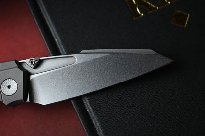 NEW Null Knives Voodoo Doll - Stonewashed Vanax / Natural Micarta Scales SN# 70