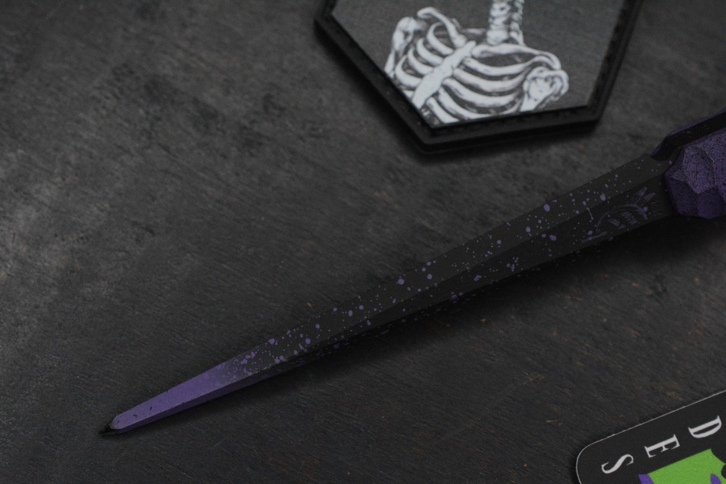 RARE Half Face Cardiac Spike Halloween SE Purple G-10 w/TKW Frankart & Patch
