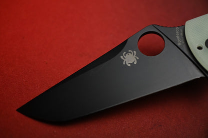 RARE Spyderco BHQ EXC Tenacious - Natural G10 / Black DLC Tanto w/ Poison Bead