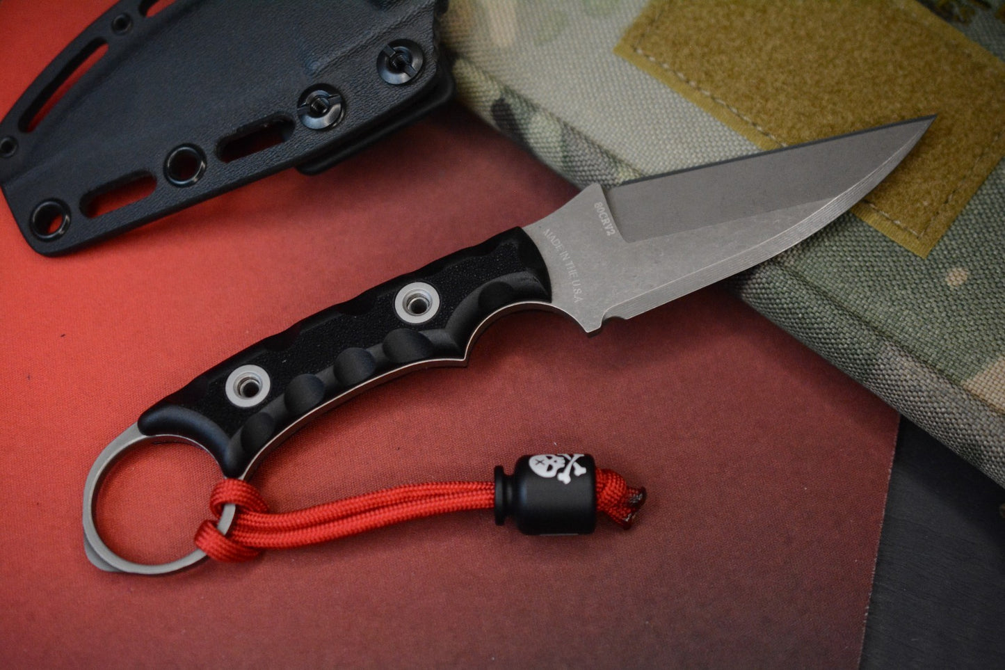 RARE T. KELL MR-1 Reverse Wharncliffe - Black Battlelock w/ Poison Bead & Sheath