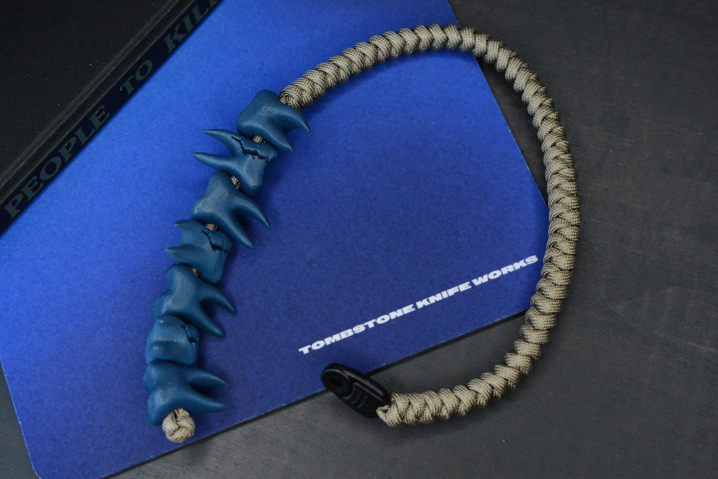 NEW Delicious Fist Bad Floss - Blue Steel Broken Molar Beads/ Green 20” Paracord