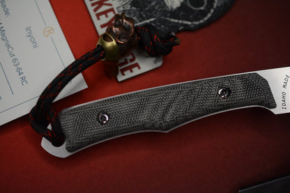 NEW Chris Reeve Inyoni Black Canvas Micarta Magnacut w/ Monkey Edge Patch & Bead
