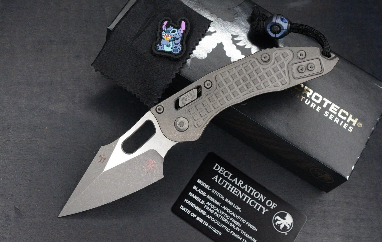 NEW Microtech Manual Stitch Marfione Select - Full Ti/ Frag w/ CMW Bead & Patch