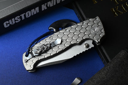RARE Demko x Steel Flame AD20 XXX - Full Ti Dragon Scale / CPM3V Clip Point