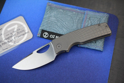 RARE Oz Machine Co Roosevelt Radial Frag Milled Scales / POLISHED Magnacut Blade