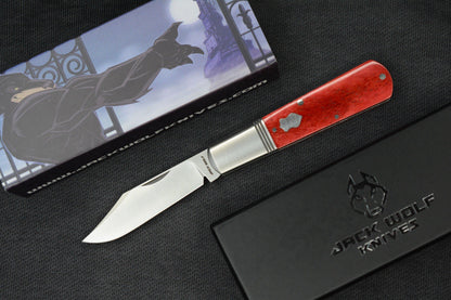 NEW Jack Wolf Gateway Barlow - Red Bone Handle/ Nickel Silver/ Sandvik 14C28N