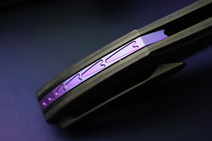NEW Null Knives Voodoo Doll - Acid Wash Damasteel / Purple Haze Carbon Fiber