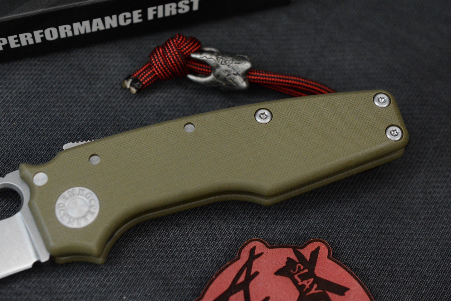 NEW Demko AD22 Shark Foot Magnacut - OD Green G-10 w/ Molar Bead & Patch