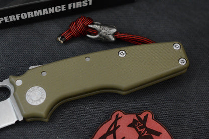 NEW Demko AD22 Shark Foot Magnacut - OD Green G-10 w/ Molar Bead & Patch