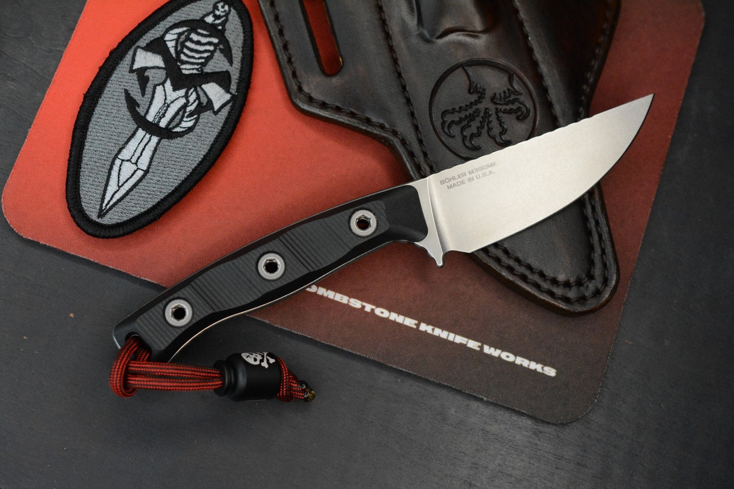 NEW MICROTECH AKRIS FIXED BLADE BLACK G-10 3.7" SW M390MK w/ Leather Sheath