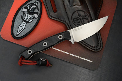 NEW MICROTECH AKRIS FIXED BLADE BLACK G-10 3.7" SW M390MK w/ Leather Sheath