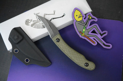 RARE Ed’s Manifesto & Sneakreaper Elvia Field Knife - Green G10 / Acid Stonewash