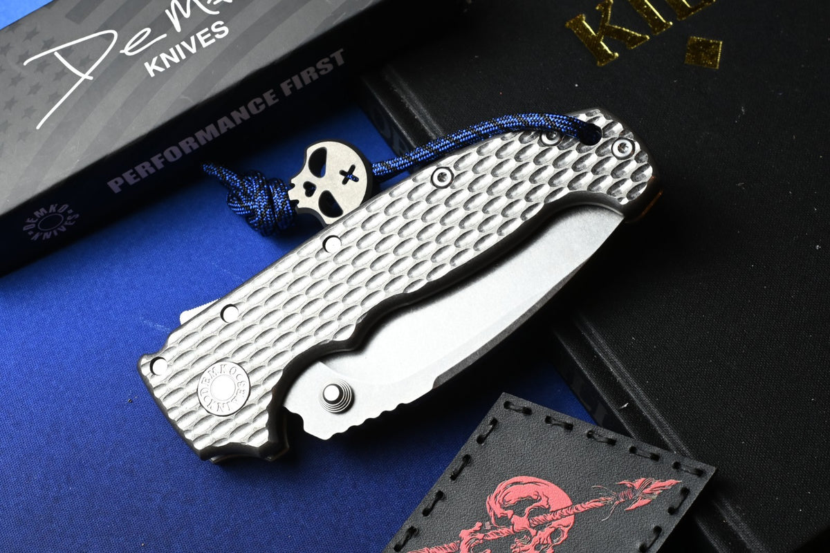 RARE Demko AD20 Kopis V2 Jigged Ti / CPM3V w/ Necro Bead & Patch