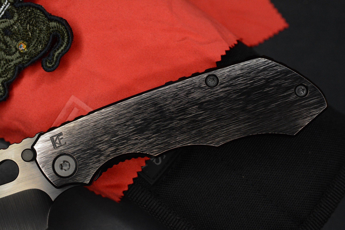 RARE Custom Knife Factory Rotten Evo 1.1 Barked Black DLC POLISHED w/ PDW Patch