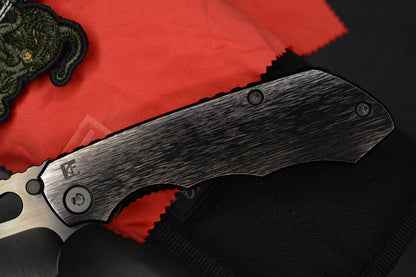 RARE Custom Knife Factory Rotten Evo 1.1 Barked Black DLC POLISHED w/ PDW Patch