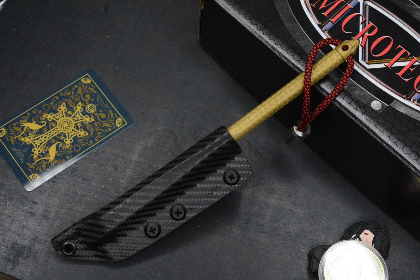 RARE Microtech TAC-P Ti PVD Gold Spike w/ John Wick Pack & Bullet Bead