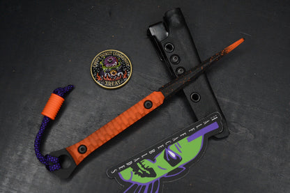 RARE Half Face Cardiac Spike Halloween SE Orange G10  w/Tactile Turn Bead & Coin