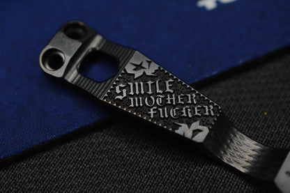 NEW Steel Flame - Smile Mother F****r Ti Pocket Clip - Blackout TRD Finish