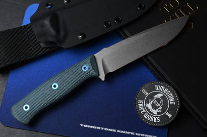 RARE Carothers Performance Knives FK3 Field - Blue Canvas Micarta / Magnacut