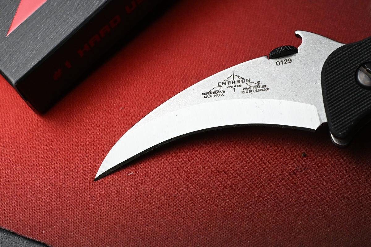 RARE Emerson Knives x Sneakreaper Super Elvia - Black G10 / 154CM SW Stamped