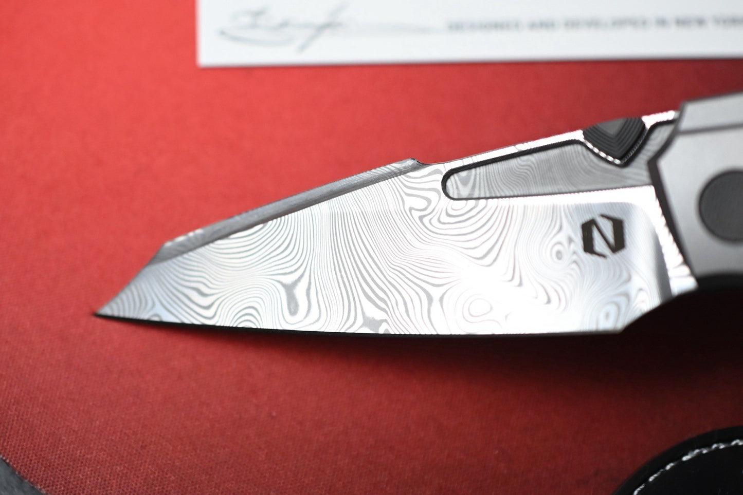 NEW Null Knives Voodoo Doll - Acid Wash Damasteel / Black Camo Carbon Fiber