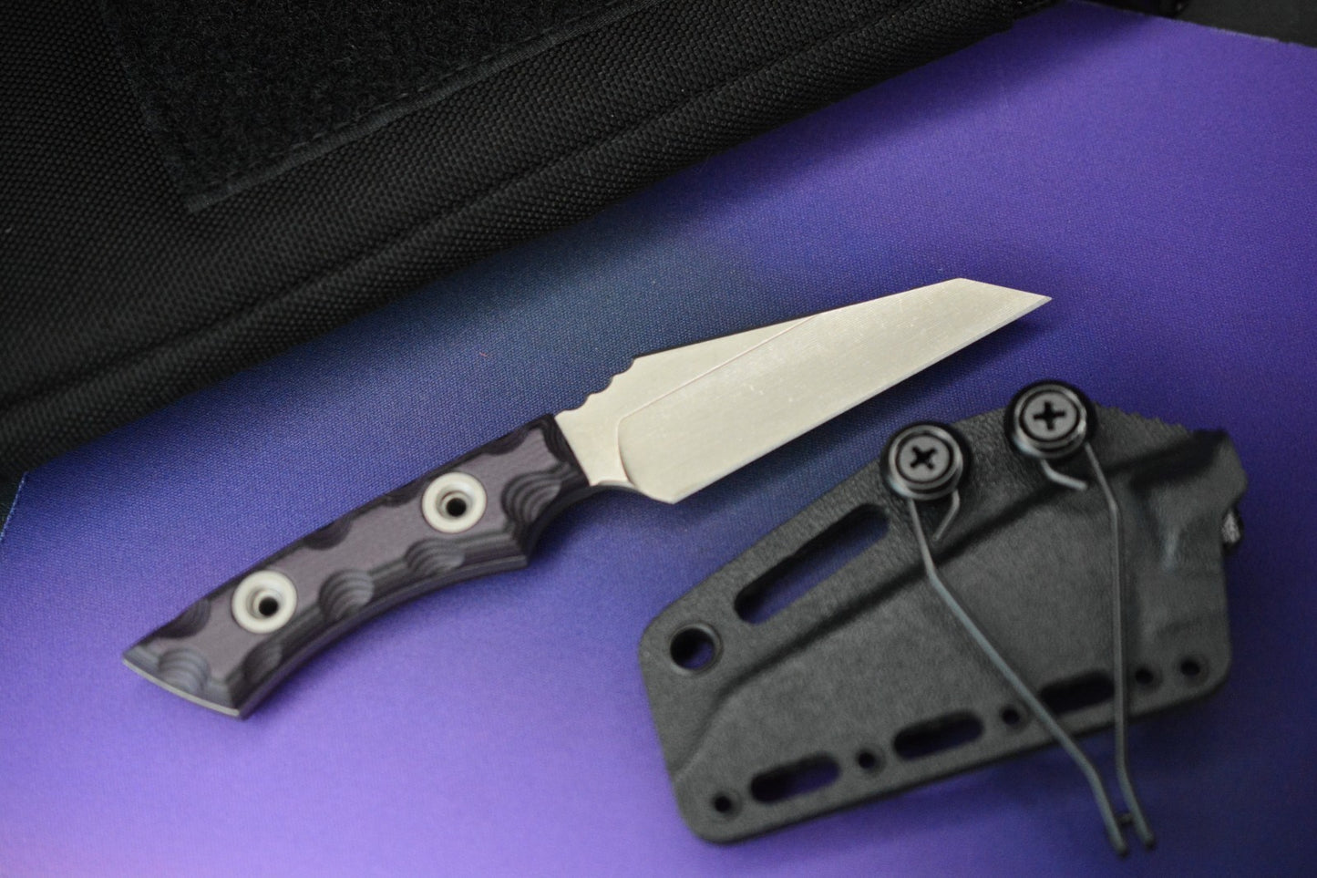 NEW T. Kell Knives WharnEDC Fixed Blade - Magnacut / Purple Marauder G10