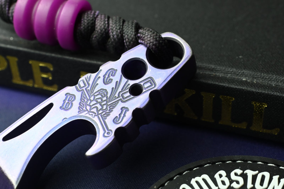 CUSTOM Koch Tools Cap Lifter - Purple Titanium Engraved w/ Scoopy Loops Bead