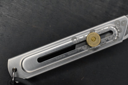 CUSTOM Apparatus EDC Utility Knife Skull Edition Titanium/ Brass & Rock Bead
