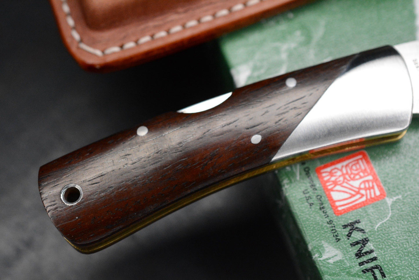 RARE++ Al Mar Denali Top Gun Cocobolo Handles SS Bolsters w/ Leather Sheath