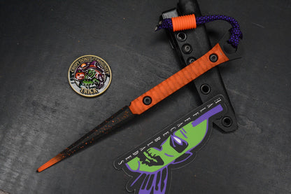 RARE Half Face Cardiac Spike Halloween SE Orange G10  w/Tactile Turn Bead & Coin