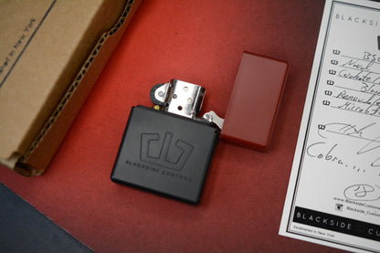 RARE++ BLACKSIDE Customs Brass Lighter - Cobra Edition Red/ Black w/ COA & Box
