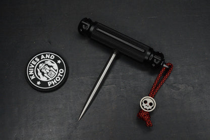RARE Crawford Push Pick Kubaton 3.5” Gloss Black Aluminum Re Microtech