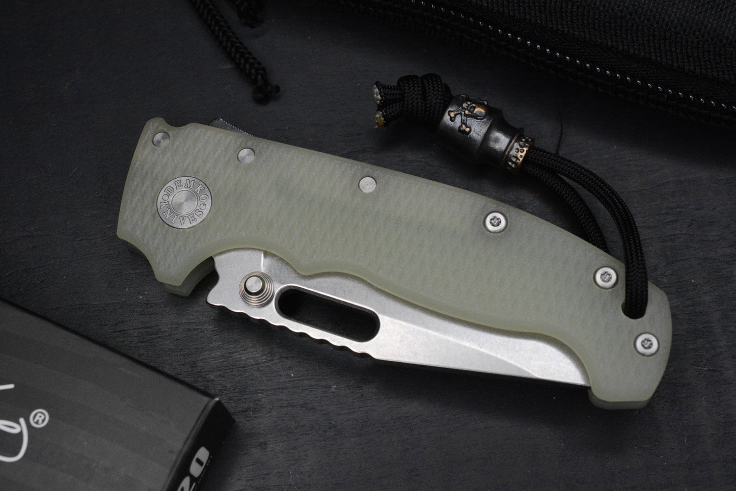 NEW DEMKO AD20 FULL SIZE Trans G-10 Magnacut Clip Point w/Poison Bead & JW Patch