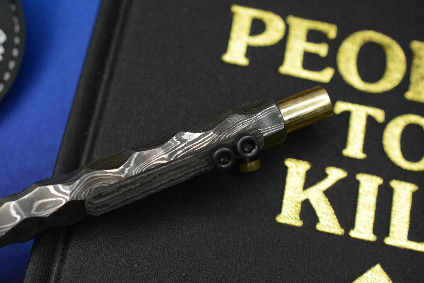 RARE Royal Creations Damascus & Copper Slide Bolt Pen USA