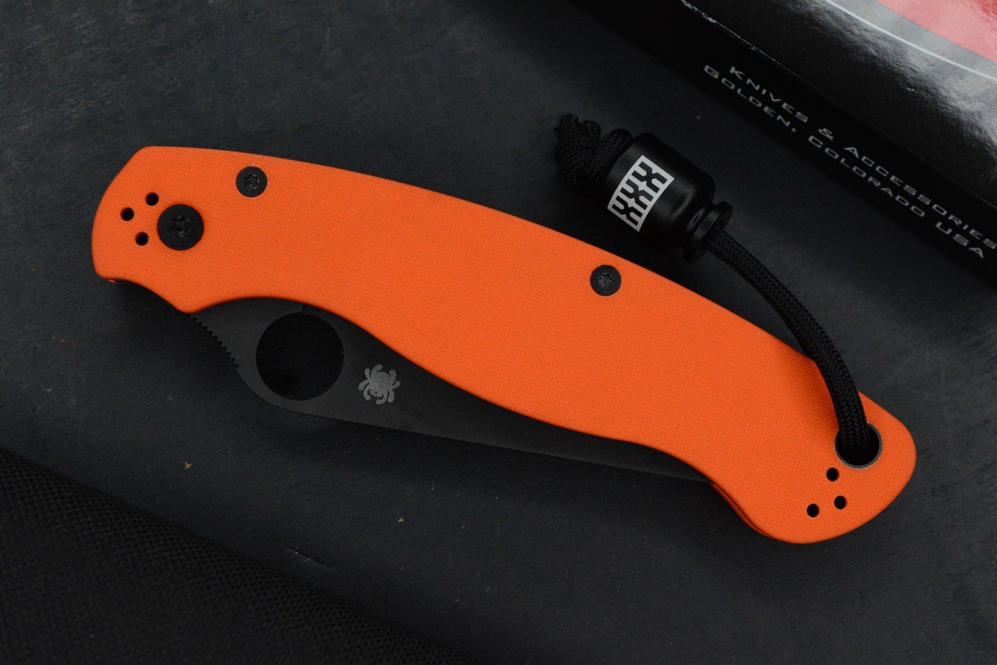 RARE Spyderco EXC Military 2 Black DLC /Orange G-10 Comp Lock w/Poison Bead