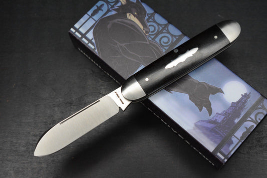 NEW Jack Wolf Knives Gateway Equal End Ebony Slip Joint / Satin Sandvik Blade