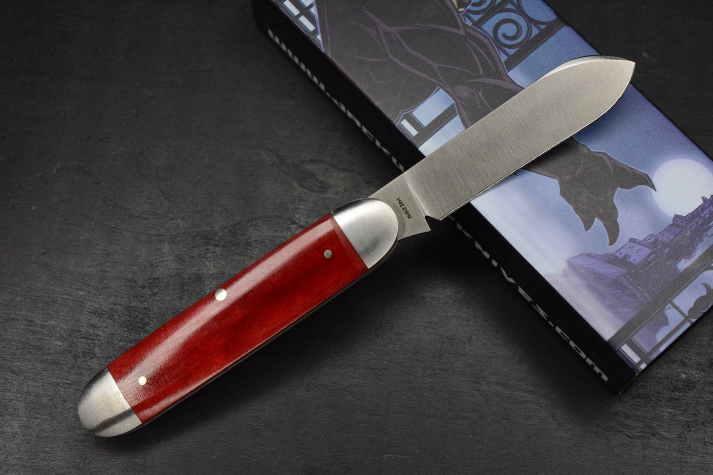 NEW Jack Wolf Knives Gateway Barlow Equal End - Smooth Red Bone/Satin Blade