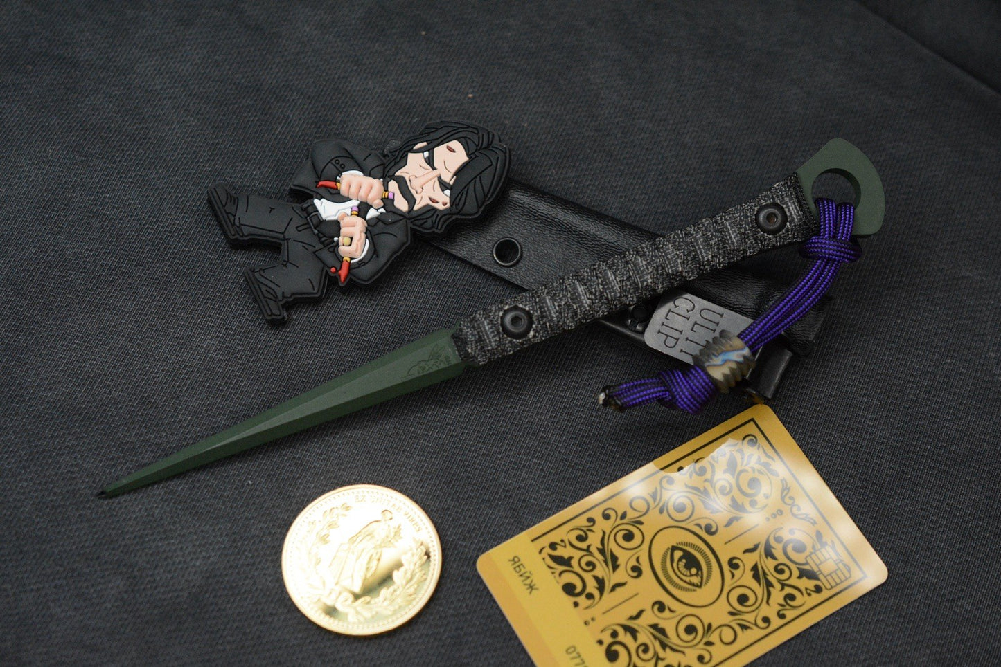 RARE Half Face Cardiac Spike Black Micarta / Highland Green G10 w/ Wick Pack