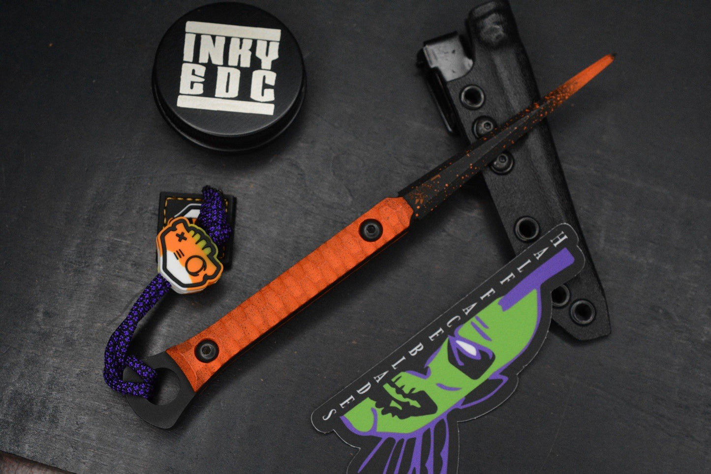 RARE Half Face Cardiac Spike Halloween SE Orange G-10 w/ Inky EDC Candy Corn Set