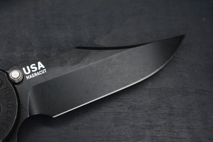 RARE Hinderer XM-18 Battle Black Magnacut Bowie/ G10 w/ Splatter Tombstone Bead