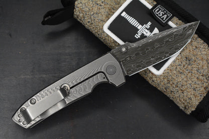 RARE Les George Morph VECP - Chad Nichols Intrepid Damascus Blade / Ti Scale