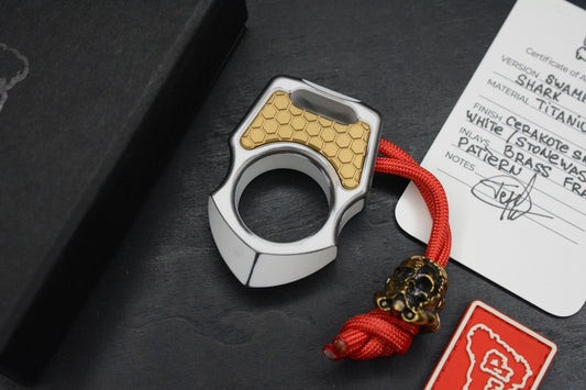 NEW Swampy EDC Shark Snow White/ Brass Frag Mag Inlay Stormtrooper Edition