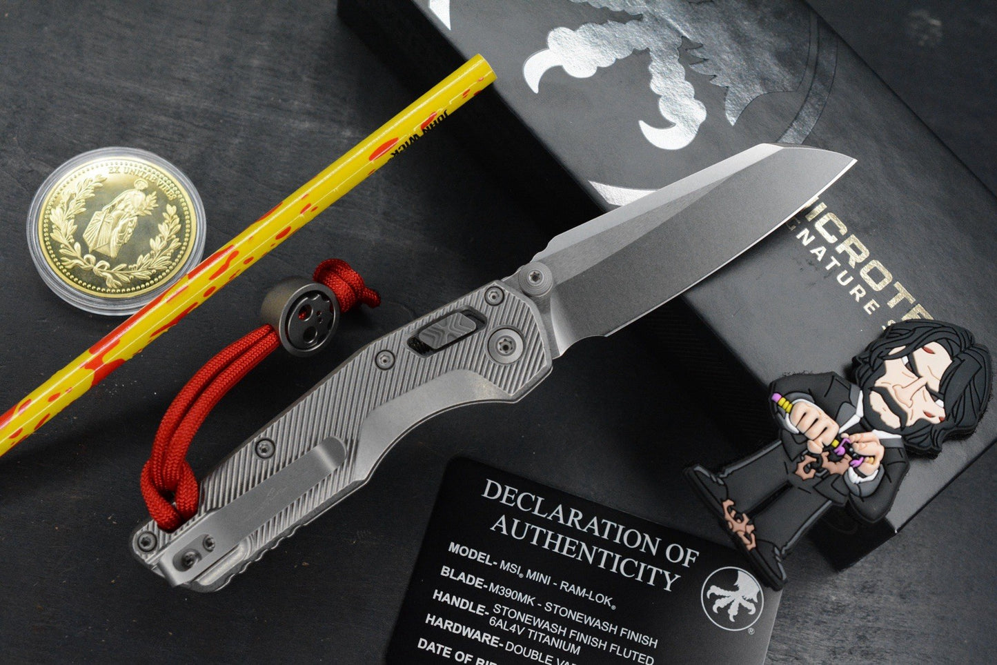 RARE Microtech MSI MINI -  Marfione Selects / Fluted Titanium w/ John Wick Pack