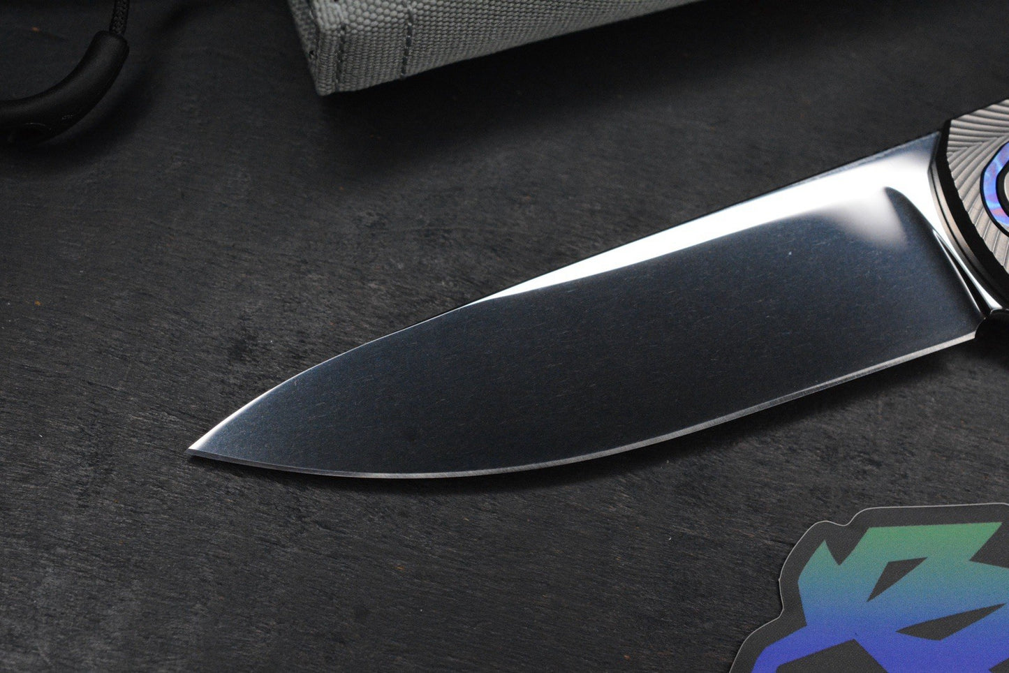 NEW Holt Outlaw Prestige Feather Texture /Near Mirror 4” M390/ Timascus Collars