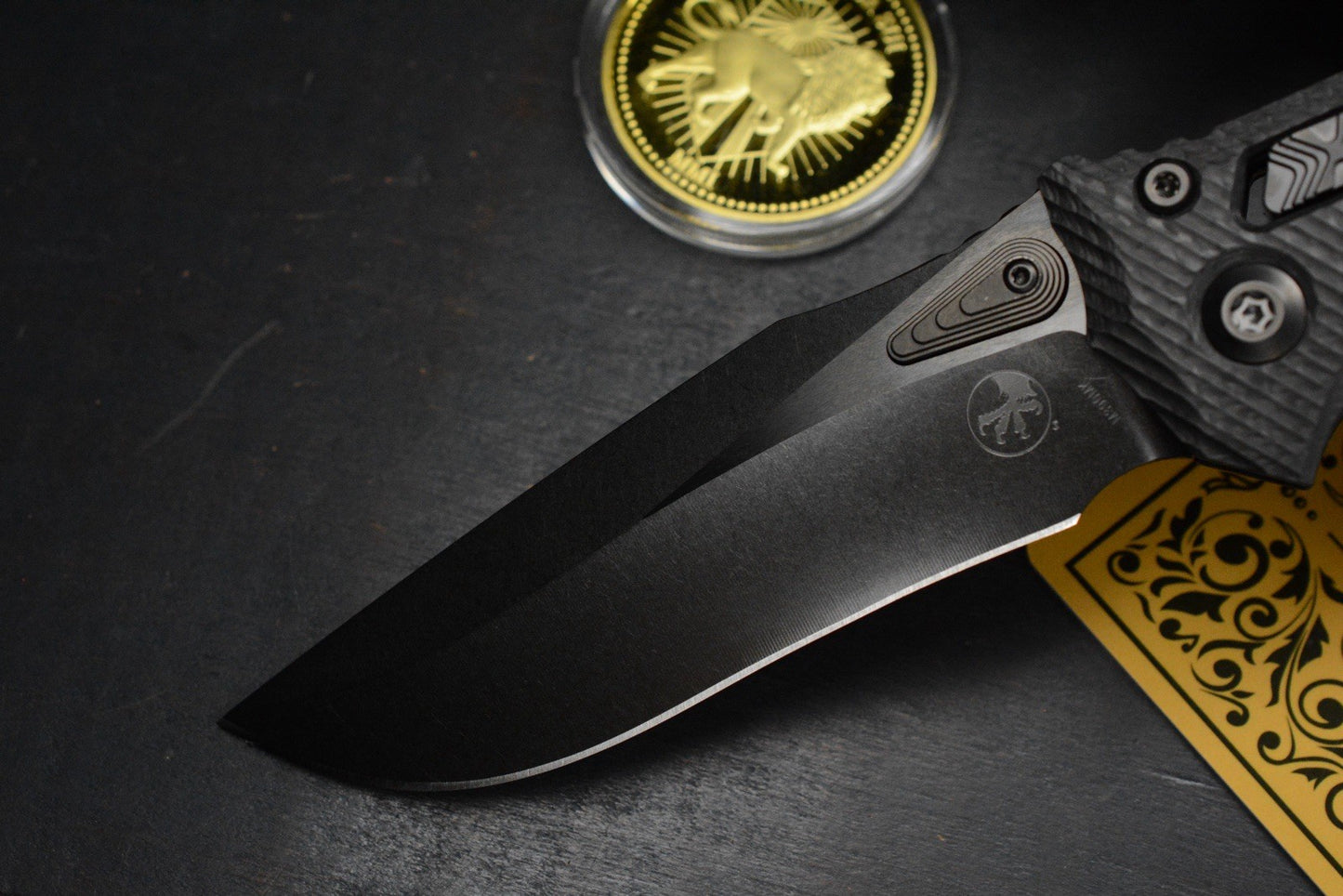 NEW Microtech Amphibian Ram Lok CF SHADOW w/ Playge Skall Bead & Wick Pack