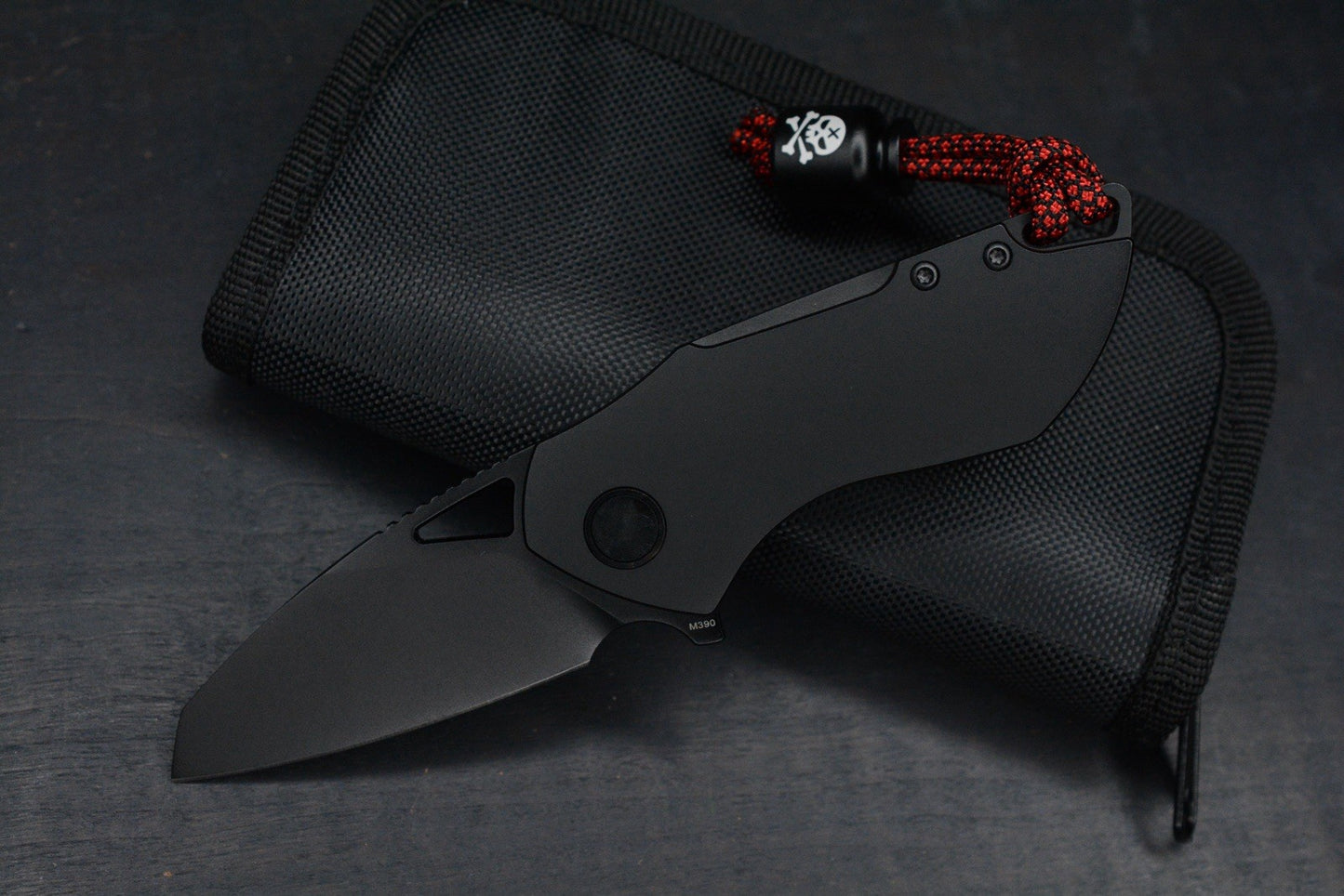 NEW Grissom Riverstone DLC Black M390 Sheepsfoot  / Ti Handle w/ Poison Bead