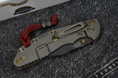 RARE Hinderer Skinny XM-24 - Walnut Handle/ Antique Green Ti - Battle Worn