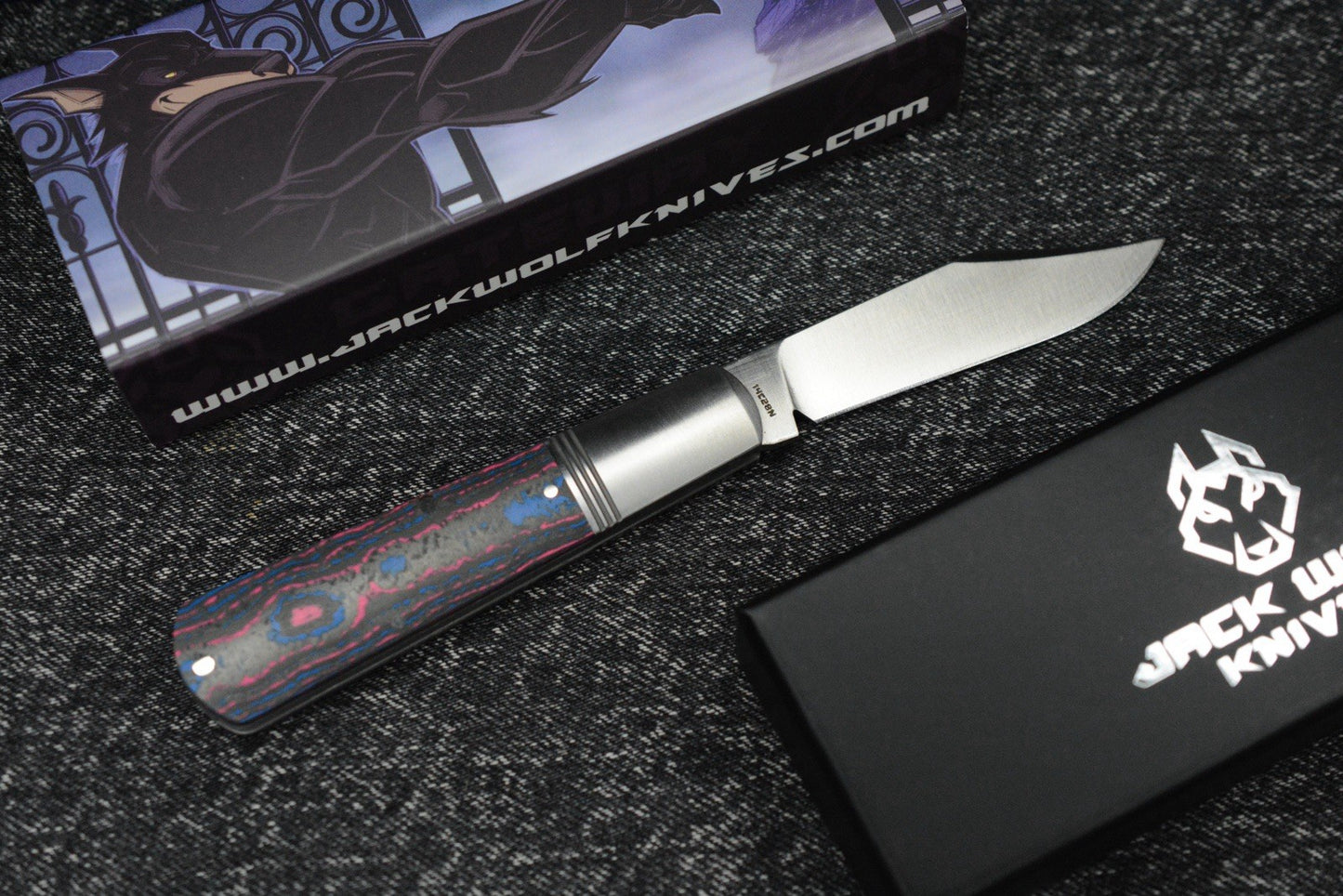 NEW Jack Wolf Gateway Barlow - Camo Carbon Handle/ Nickel Silver/ Sandvik 14C28N